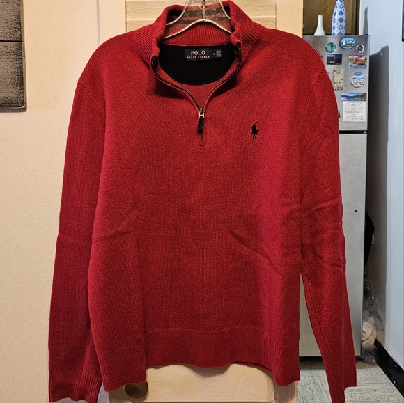 Polo Ralph Lauren Pullover Quarter-Zip sweater cashmere, size M, color Red - Picture 5 of 6